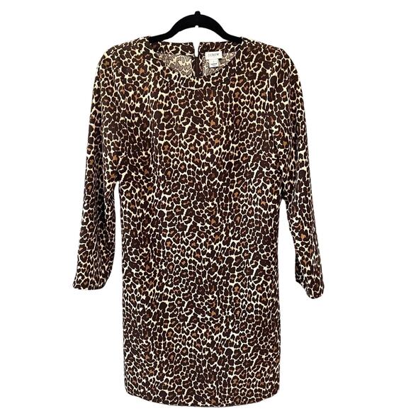 J Crew Cheetah Leopard Print Crepe Shift Dress XS K2150 Size 2 Zip Animal Print - Picture 2 of 12